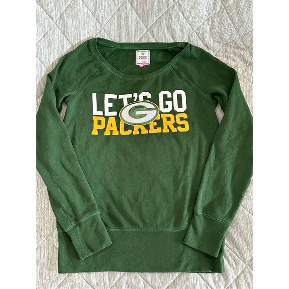 Green Bay Packers Victoria’s Secret Pink crewneck sequins logo size small - Picture 1 of 6